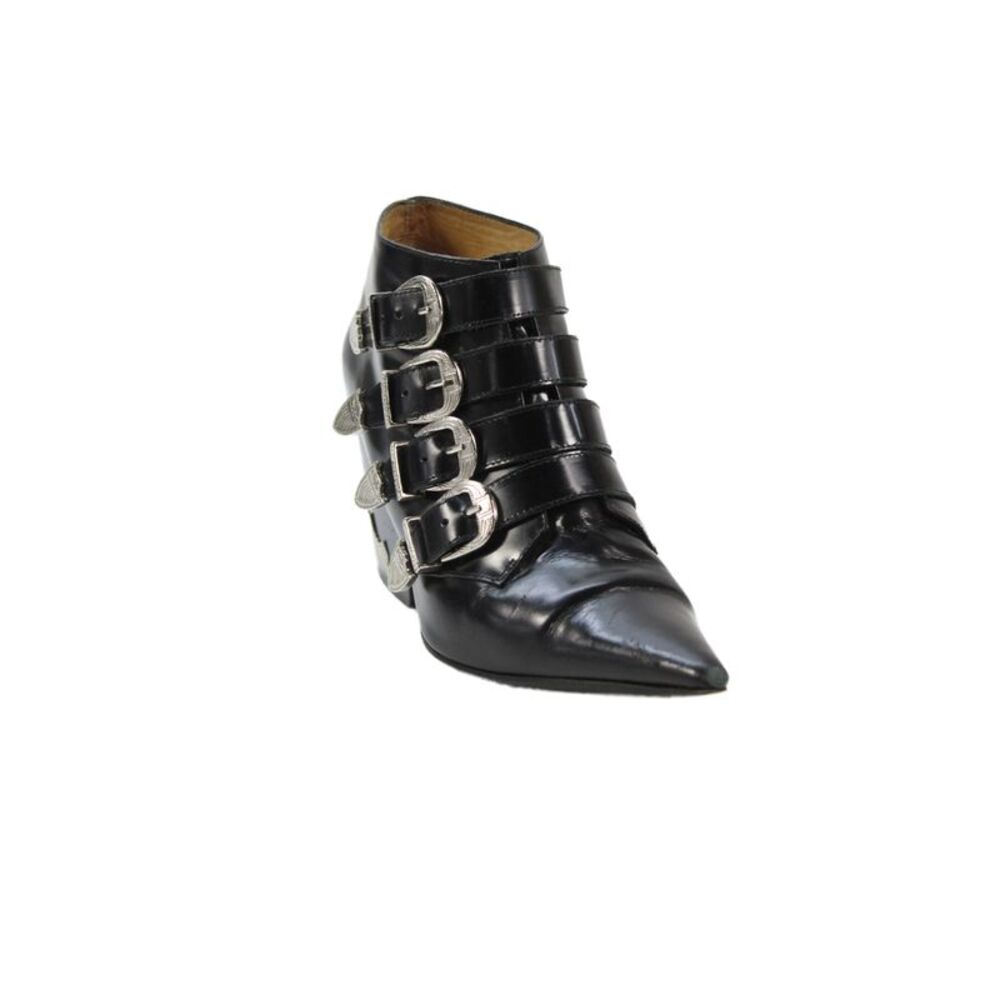 Toga Pulla Womens Block Heel Quadruple Buckle Leather Booties Black Size 39
